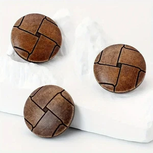 5pcs Res Ipsa Loquitur Melbourne - 15mm Vintage Coffee Wooden Stem Buttons - Picture 1 of 2