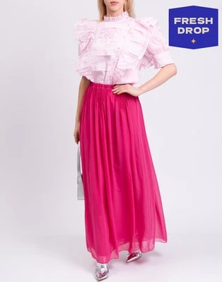 PVP €405 BLUGIRL BLUMARINE Maxi Falda IT40 US4 UK8 S Rosa Forrada Hecha en Italia Foto 1 de 4