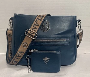 Valentino Orlandi Crossbody Schultertasche Geldbörse Stahlblau Münzetui Portemonnaie - Bild 1 von 17