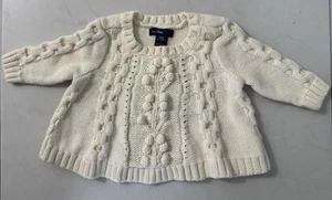 Baby Gap Zopfmuster Pointelle 100 % Baumwolle cremeweiß Fischer Pullover 0-3 Monate - Bild 1 von 6