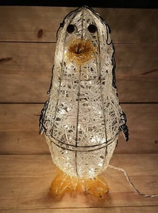 Vintage Light Up 16” Spaghetti Acrylic Wire Penguin Lighted Christmas Decoration - Picture 1 of 13
