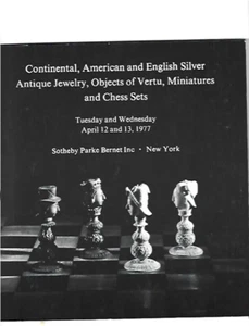 K Sothebys Auction Catalog Antique Jewelry ,Objects of Virtue, Chess Sets 1977 - Picture 1 of 1