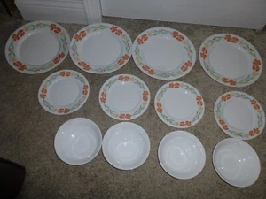 Arcopal China Abendessen & Dessertteller & Schüsseln Frankreich orange gelb Wildblumen - Bild 1 von 18