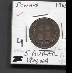 1965-Iceland-UNC/5 Aurur - Picture 1 of 2
