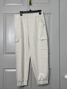 NWT EXPRESS High Waisted Luxe Lounge Cargo Joggers Women's Size L Black Pockets - Picture 1 of 8