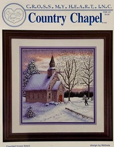 Country Chapel Cross Stitch Pattern CSB-121 Vintage 1995 Cross My Heart Church - Picture 1 of 2