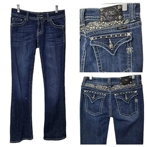 Miss Me Jeans Womens 30 JP5011-3 Low Boot Embellished Rhinestone Flap Pocket - Picture 1 of 15