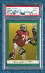 1991 FLEER #366 STEVE WALLACE PSA 9 MINT POP 1 NONE HIGHER SAN FRANCISCO 49ERS - Picture 1 of 1