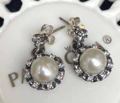 Authentic Pandora Everlasting Grace Pearl Drop Earrings #290562P - Image 1 of 4