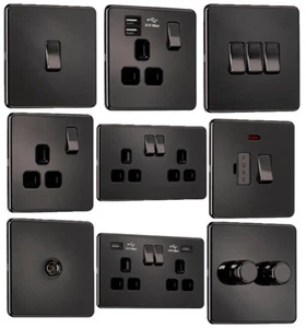 PROMOCIÓN EXCLUSIVA - Interruptores de luz y enchufes de placa plana sin tornillos níquel negro - Imagen 1 de 33