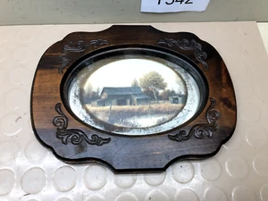 Vintage Wood Framed Mirror Picture A Barn in Autumn Woods - Picture 1 of 10