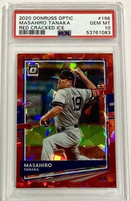 2020 Donruss Optic No196 Масахиро Танака КРАСНЫЙ ТРЕСНУВШИЙ ЛЕД ПРИЗМА (1/7) PSA 10 ДРАГОЦЕННЫХ КАМНЕЙ - Изображение 1 из 2