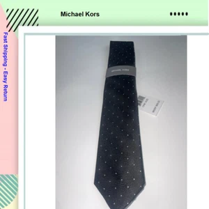 Michael Kors Men's Petru Dot Pattern with design  Tie Black Necktie - Picture 1 of 1