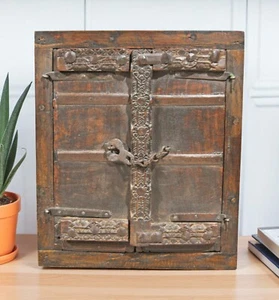 Antike große Wanddeko Fensterplatte aus Holz mit Rahmen original alt - Bild 1 von 6