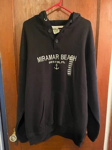 Felpa con cappuccio uomo Miramar Beach Florida ricamata cucita taglia X-Large XL - Foto 1 di 8