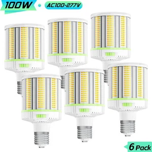 6Pcs 100W LED Corn Light Bulb Warehouse High Bay Lamp E39 Base 4500K/5000K/5700K - Picture 1 of 14