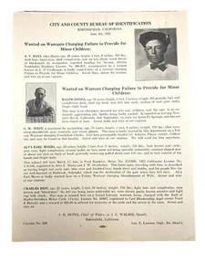 1925 Wanted Poster Flyer Failure to Provide for Minor Children Photo Antique - Picture 1 of 7