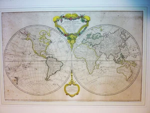 c1785 World Map Charting Captain Cook's Travels Ending Where Killed on Hawaii Is - Picture 1 of 7
