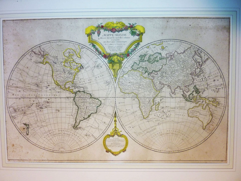 Mapa del mundo c1785 que traza los viajes del capitán Cook que terminan donde se mató en Hawaii está Foto 1 de 4