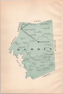 Mapa antiguo del condado de Kentucky de Barren 1895 - Imagen 1 de 1