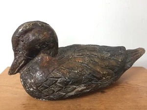 Vtg Fiberglass Resin Brown Duck Decoy Garden Yard Decor Lawn Ornament Statue - Picture 1 of 11