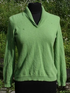 Jones NY Cashmere V-neck Sweater Sz S Double Layer Collar Womens Light Green - Picture 1 of 6