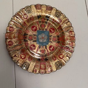 2 Folk Art Cigar Band Decoupage Plate Vintage - Picture 1 of 15