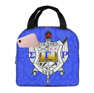 Sigma Gamma Rho isolierte Brotzeittasche Damen blau schwarz Polyester Top Henkeltasche - Bild 1 von 5