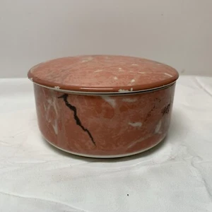 Vtg Villeroy & Boch Trinket Keepsake Box Porcelain Salmon Marble - Picture 1 of 14