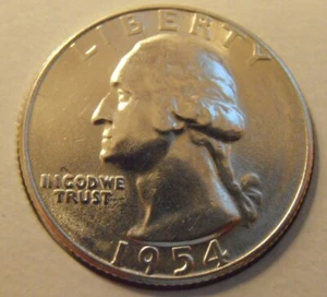 1954 S Washington Silver Quarter,  (54SAC1) - Picture 1 of 5