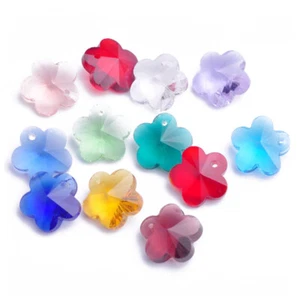 10pcs 14mm Flower Faceted Cut Crystal Glass Drop Prism Pendants Loose Beads lot - Picture 1 of 19