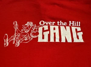 VTG Over The Hill Gang Bowling Shirt Sz L Red Stedman Pocket Polo Single Stitch - Picture 1 of 9