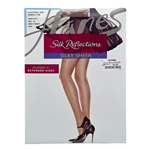 Hanes Silk Reflections Pantyhose Sz CD Control Top Sheer Toe Barely There 00717 - Picture 1 of 5