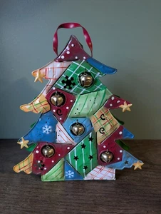 Homco Home Interiors Patch Lavoro Albero di Natale Portacandele con Campanelle Latta Metallo - Foto 1 di 11