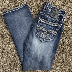 Rock Revival Jeans Mens 30x30 Terry Slim Boot Blue Premium Embellished Denim - Picture 1 of 17