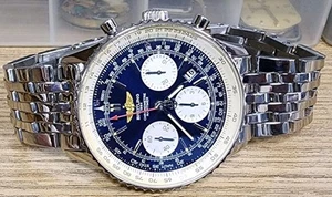 BREITLING Navitimer 01 AB0120 Chronograph Automatic Black/ Blue Dial Mens Watch - Picture 1 of 12