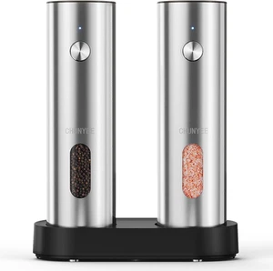Electric Salt and Pepper Grinder Set with Rechargeable Base - Upgraded Large Cap - Picture 1 of 8