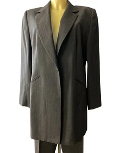 Vintage 80's Grey Striped Women's Pant Suit | Summer Power Suit | Size DE 38 - Picture 1 of 10