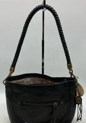 NWT The SAK Indio Leather Shoulder Bag Black Braided Strap & Bag Charm - Image 1 of 4