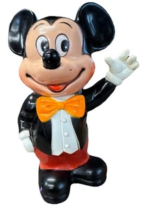 Walt Disney Mickey Mouse Vinyl Piggy Bank Made In Korea 1970's - Picture 1 of 10