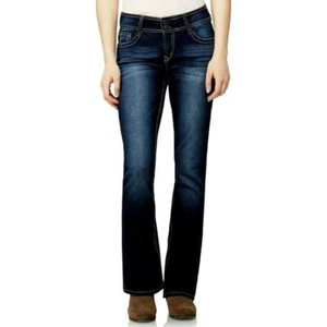 Pantalones de mezclilla Wallflower Luscious Curvy Bootcut tiro medio Betsy lavado oscuro tallas 5, 7 NUEVO - Imagen 1 de 11