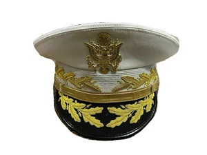 WW2 U.S Army Military General Hat White 1945 WWII Embroidered Peaked Visor Caps - Picture 1 of 12