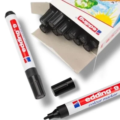 Black EDDING 9 Colour Marker Pens - Touch Up Frame Moulding Mitre before joining - Image 1 of 4
