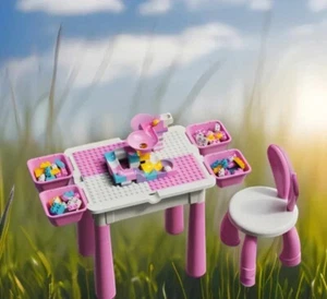 Multifunctional Toy Table, Chair and Magical Building Blocks 80Pcs Easter Gift - Picture 1 of 3