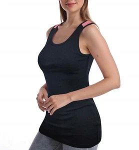 SUMONA Women Round Neck Accent Two Tones Casual Basic Ribbed Tank Top - Picture 1 of 22