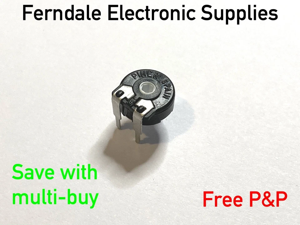 Amphenol Piher PT10MV Trimmer, 5K, 0.15W, 1 turn, pack of 1 or 5, top adjust