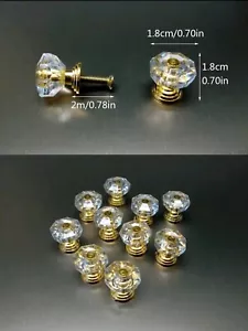 10Pcs Clear Diamond Crystal Plastic Door Knobs Drawer Wardrobe Cabinet Handles - Picture 1 of 18