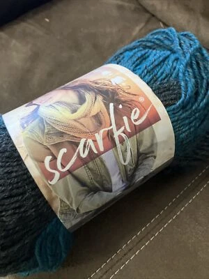 Lion Brand SCARFIE  Scarf Yarn CHARCOAL/AQUA 5.3oz - Image 1 of 4