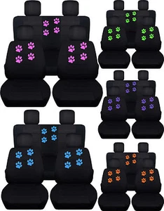 Fundas de asiento delanteras + traseras negras estampadas en las patas para WRANGLER JL 2018 2/4 puertas presente - Imagen 1 de 22