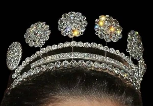 Vintage Reproduction Swedish Queen Victoria Crown Tiara - CZ Zircon, Elegant Roy - Picture 1 of 4